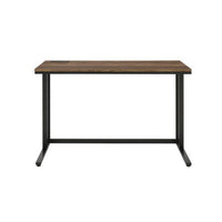 Writing Desk with Wooden Top and Built in USB Port, Brown and Black - BM250193