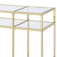 3 Tier Sofa Table with Glass Shelves and Metal Frame, Gold - BM250196