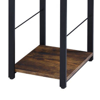 Writing Desk with 2 Tier Shelves and Tubular Metal Legs, Brown and Black - BM250198