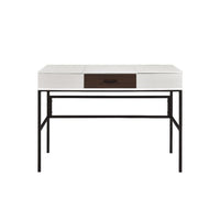 Writing Desk with 2 Hinged Top Storage Compartments, White and Black - BM250200
