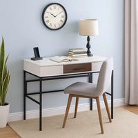 Writing Desk with 2 Hinged Top Storage Compartments, White and Black - BM250200