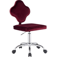 Office Chair with Leaf Shape Back and Metal Star base, Red - BM250204