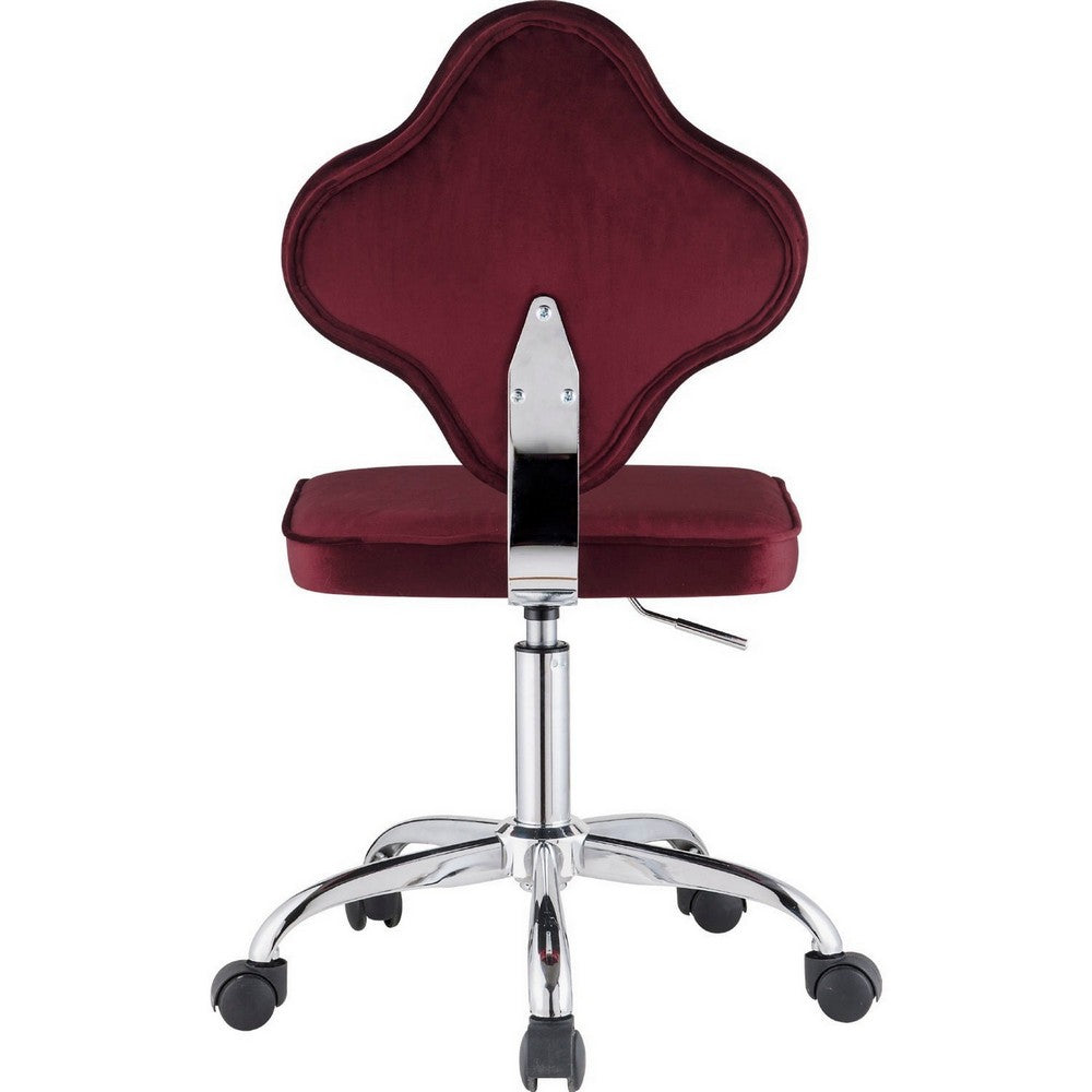 Office Chair with Leaf Shape Back and Metal Star base, Red - BM250204