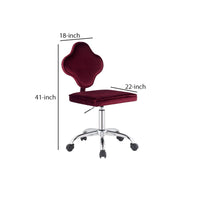 Office Chair with Leaf Shape Back and Metal Star base, Red - BM250204