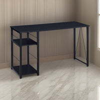 Writing Desk with 2 Tier Side Shelves and Tubular Metal Legs, Black - BM250209