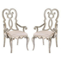 Arm Chair with Open Scrolled Design Back, Set of 2, Champagne Gold - BM250211