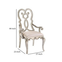 Arm Chair with Open Scrolled Design Back, Set of 2, Champagne Gold - BM250211