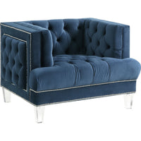 Velvet Upholstered Chair with Tufted Details and Acrylic Legs, Blue - BM250213