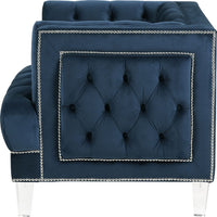 Velvet Upholstered Chair with Tufted Details and Acrylic Legs, Blue - BM250213