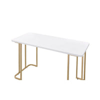 Writing Desk with Metal Curved Sled Base and Floor Protectors, White - BM250218