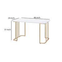 Writing Desk with Metal Curved Sled Base and Floor Protectors, White - BM250218