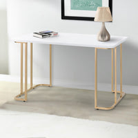 Writing Desk with Metal Curved Sled Base and Floor Protectors, White - BM250218