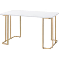 Writing Desk with Metal Curved Sled Base and Floor Protectors, White - BM250218