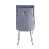 Side Chair with Button Tufting and Metal Legs, Set of 2, Gray and Silver - BM250221