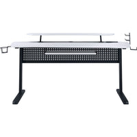 Gaming Table with USB Plugin and Headset Rack, White - BM250223