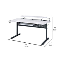 Gaming Table with USB Plugin and Headset Rack, White - BM250223