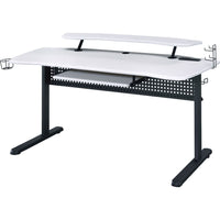 Gaming Table with USB Plugin and Headset Rack, White - BM250223