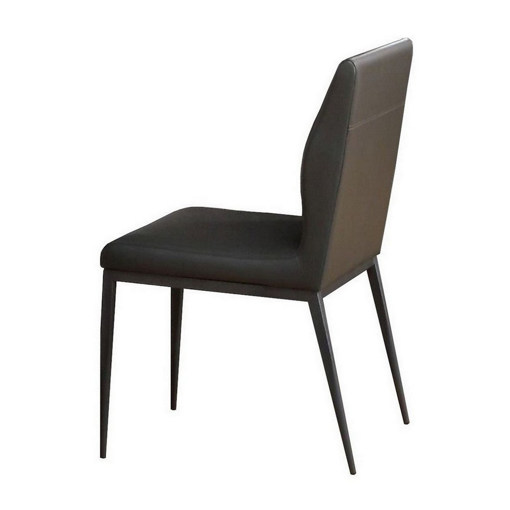 Chair with Faux Leather and Sleek Metal Legs, Gray - BM250230