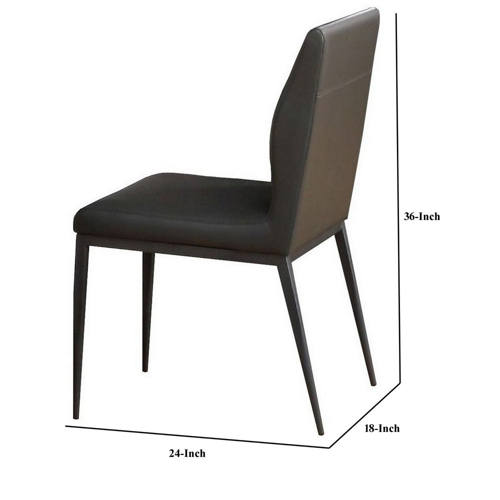 Chair with Faux Leather and Sleek Metal Legs, Gray - BM250230