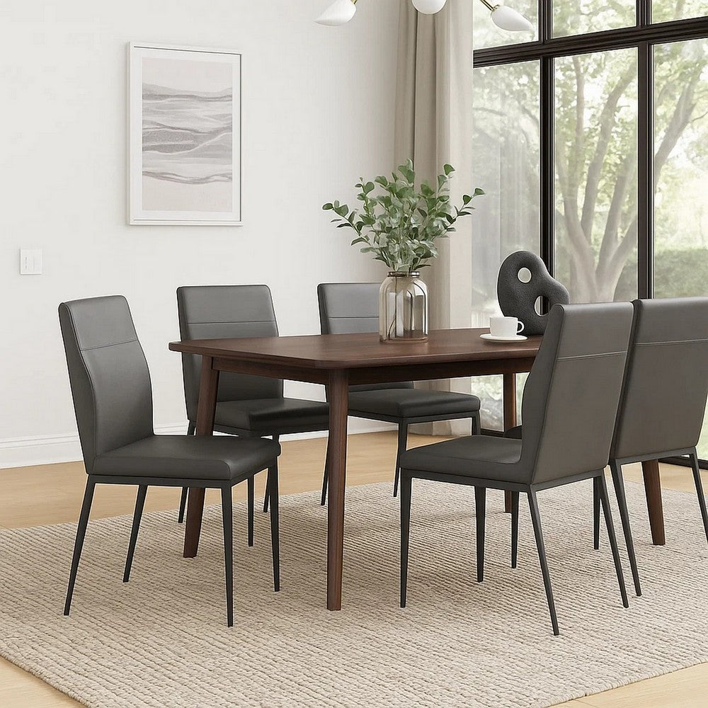 Chair with Faux Leather and Sleek Metal Legs, Gray - BM250230