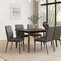 Chair with Faux Leather and Sleek Metal Legs, Gray - BM250230