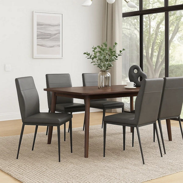 Chair with Faux Leather and Sleek Metal Legs, Gray - BM250230