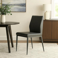 Chair with Faux Leather and Sleek Metal Legs, Gray - BM250230