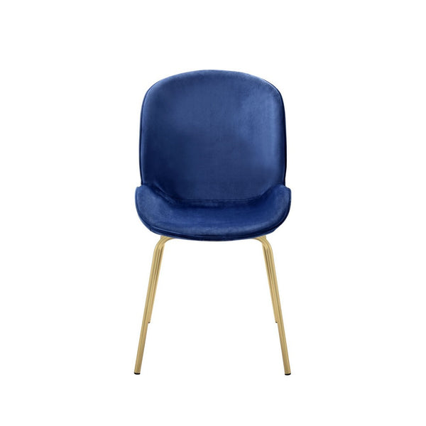 Side Chair with Fabric and Bucket Design, Set of 2, Blue and Gold - BM250231