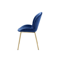 Side Chair with Fabric and Bucket Design, Set of 2, Blue and Gold - BM250231