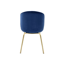 Side Chair with Fabric and Bucket Design, Set of 2, Blue and Gold - BM250231