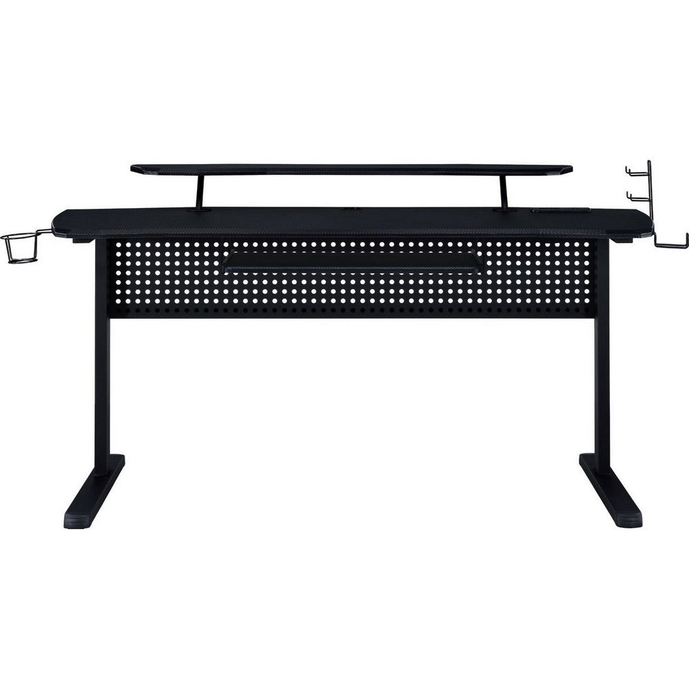 Gaming Table with USB Plugin and Headset Rack, Black - BM250240