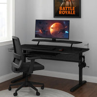 Gaming Table with USB Plugin and Headset Rack, Black - BM250240