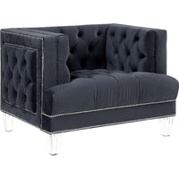 Velvet Upholstered Chair, with Tufted Details and Acrylic Legs, Black - BM250242