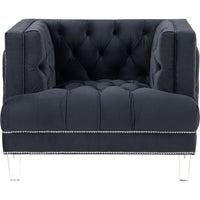 Velvet Upholstered Chair, with Tufted Details and Acrylic Legs, Black - BM250242