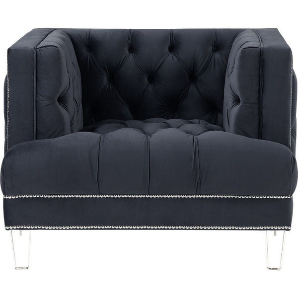 Velvet Upholstered Chair, with Tufted Details and Acrylic Legs, Black - BM250242
