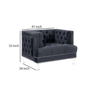 Velvet Upholstered Chair, with Tufted Details and Acrylic Legs, Black - BM250242