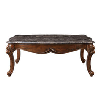 Coffee Table with Scalloped Marble Top and Anne Legs, Gray and Brown - BM250252
