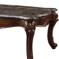 Coffee Table with Scalloped Marble Top and Anne Legs, Gray and Brown - BM250252