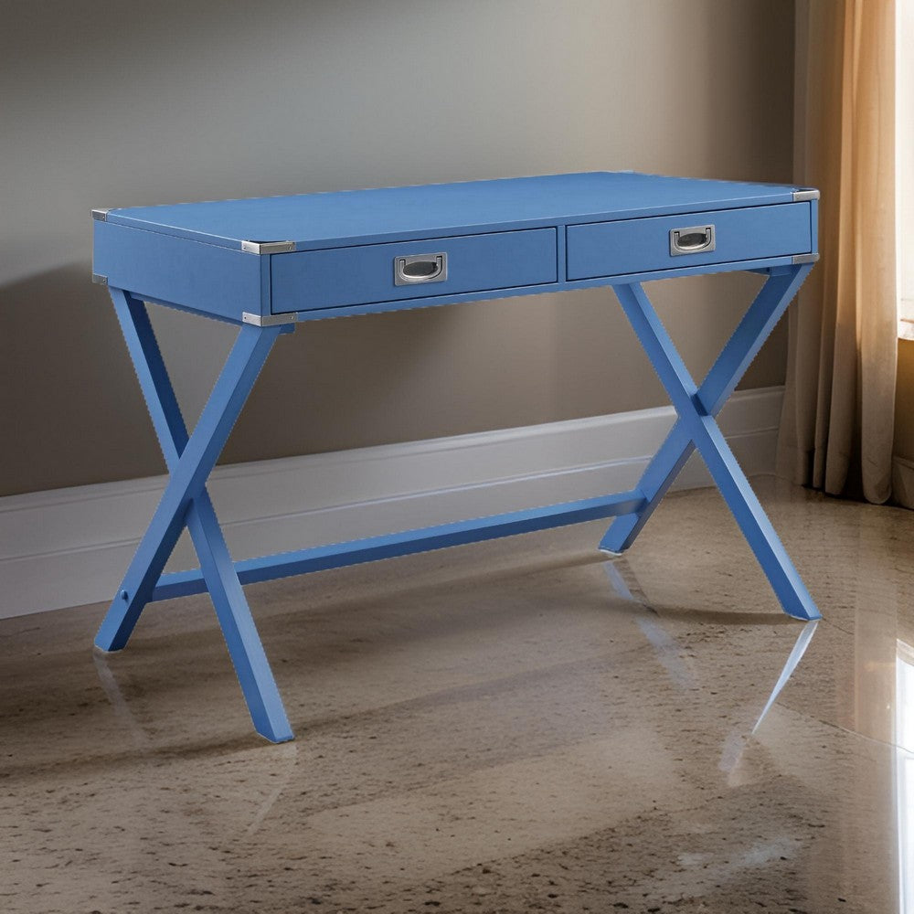 Wooden Home Office Writing Desk, Blue - BM250253