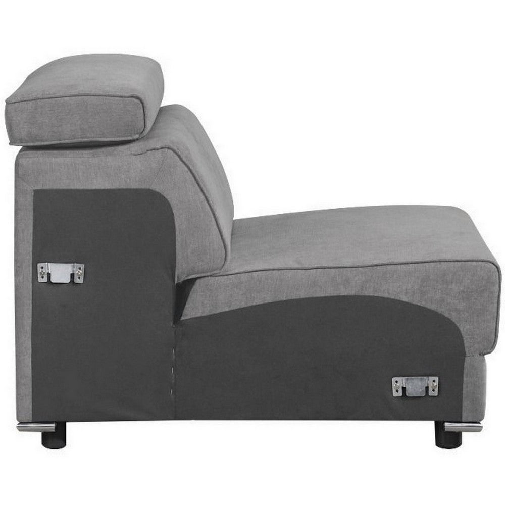 Fabric Upholstered Modular Armless Chair, Dark Gray - BM250269