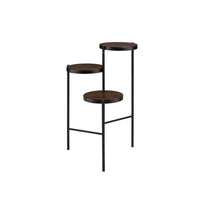 3 Tier Plant Stand with Round Wooden Shelves and Foldable Design, Black - BM250280