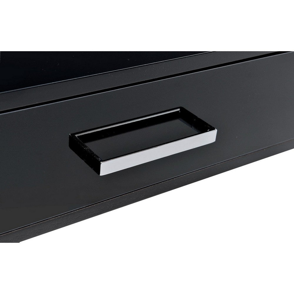Writing Desk with MDF 2 Drawers and Metal Legs, Black and Chrome - BM250281