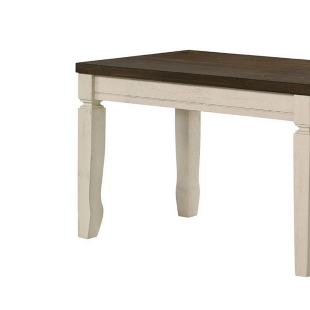 Bench with Rectangle Top and Thick Block Legs, Brown and Cream - BM250292