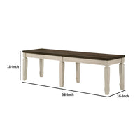 Bench with Rectangle Top and Thick Block Legs, Brown and Cream - BM250292
