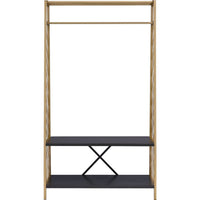 Hall Tree with 2 Shelves and X Bar Panels, Gold and Black - BM250293
