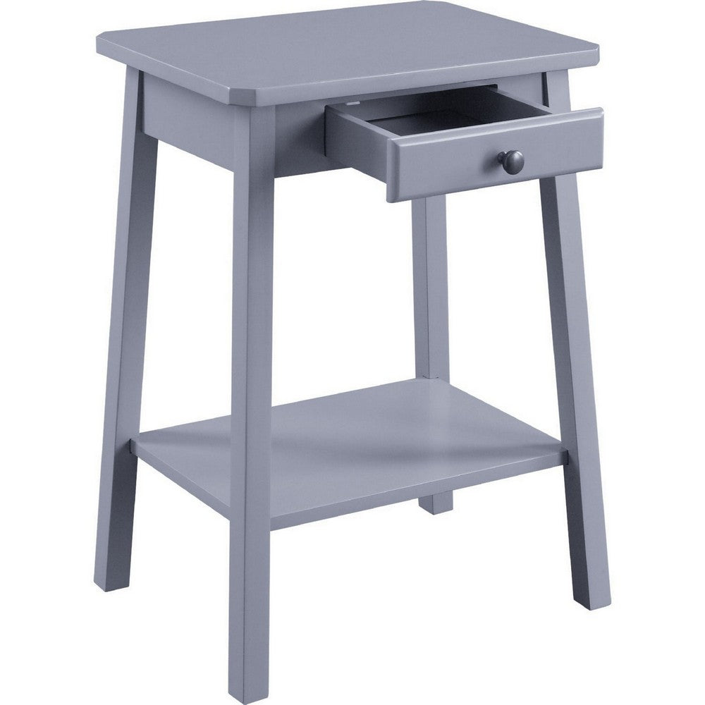 MDF Accent Table with 1 Drawer and Open Shelf, Gray - BM250306