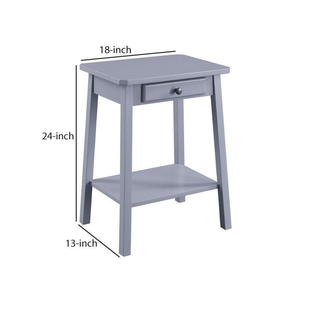 MDF Accent Table with 1 Drawer and Open Shelf, Gray - BM250306