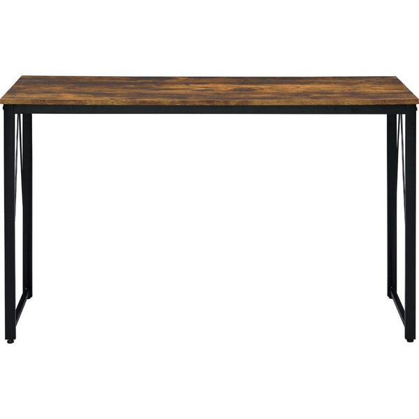Writing Desk with V Shaped Metal Accent, Rustic Brown - BM250308