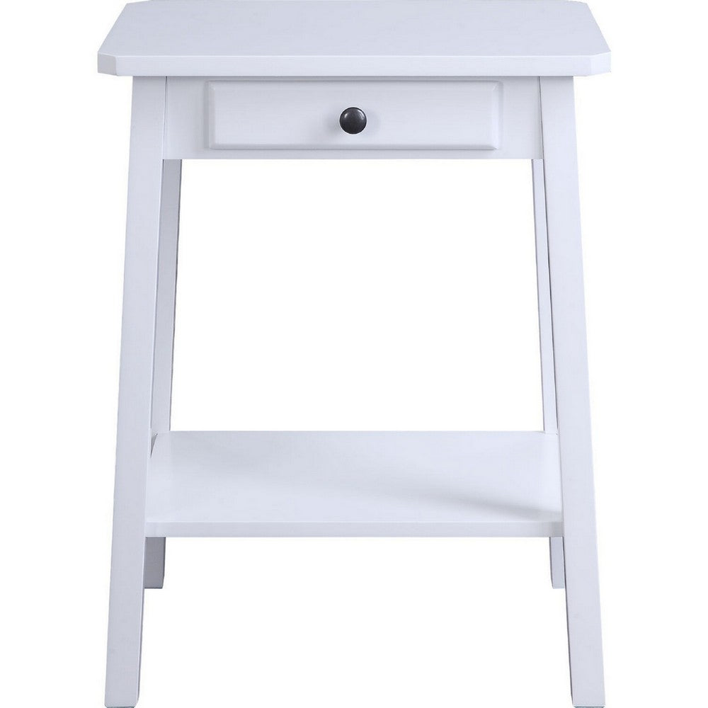 MDF Accent Table with 1 Drawer and Open Shelf, White - BM250309