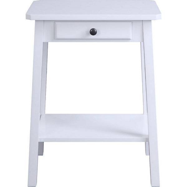 MDF Accent Table with 1 Drawer and Open Shelf, White - BM250309